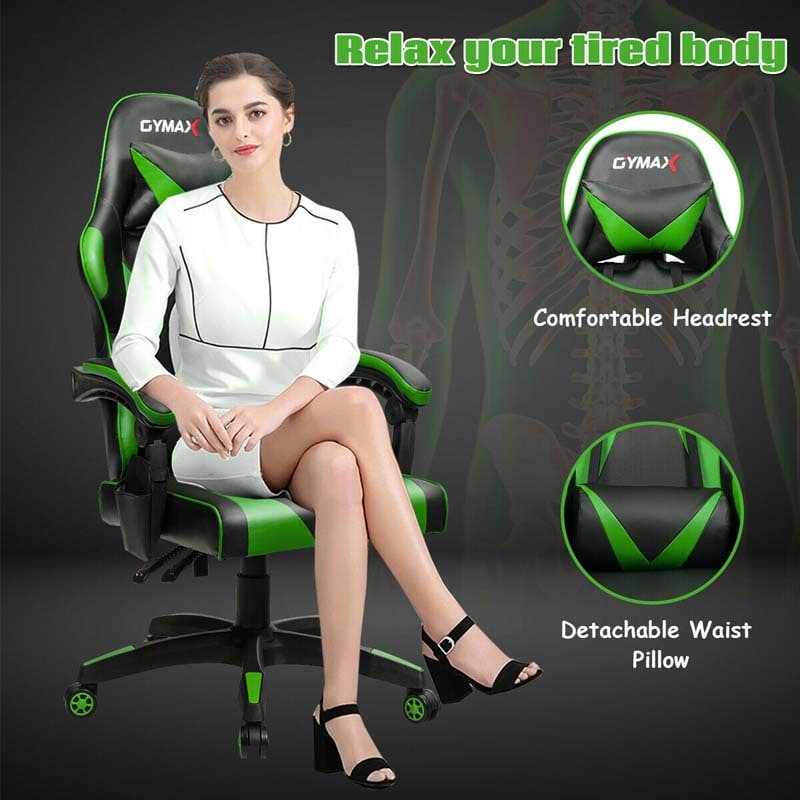 Massage Gaming Chair Recliner, Racing Computer Office Chair, Ergonomic High Back Swivel PC Game Chair with Headrest & Lumbar Support