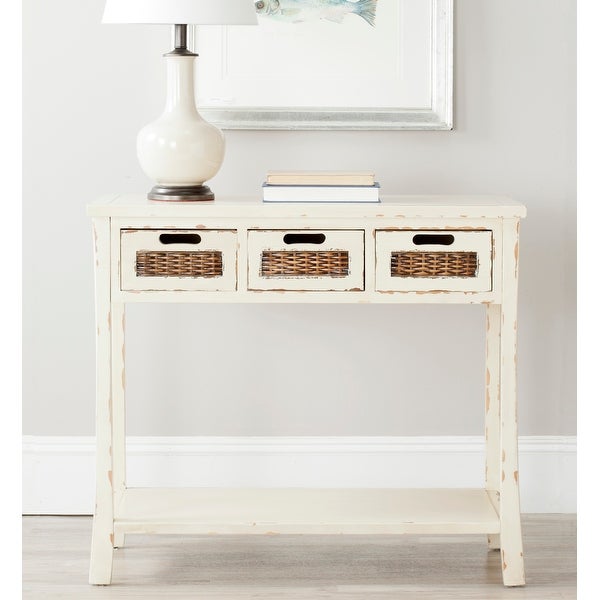 SAFAVIEH Autumn Distressed White 3-drawer Console Table - 34