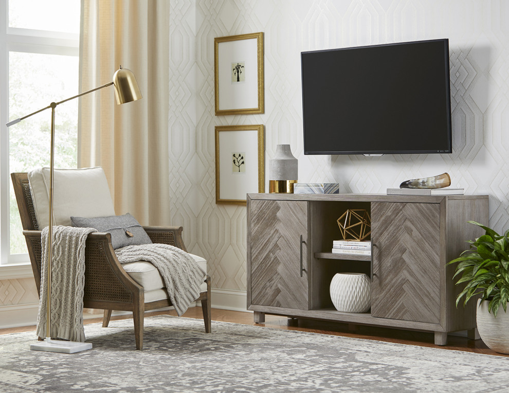 60 quotTV Console  Entertainment Stand  Wood Accent Cabinet  Fully Assembled  Gray   Transitional   Entertainment Centers And Tv Stands   by Martin Furniture  Houzz