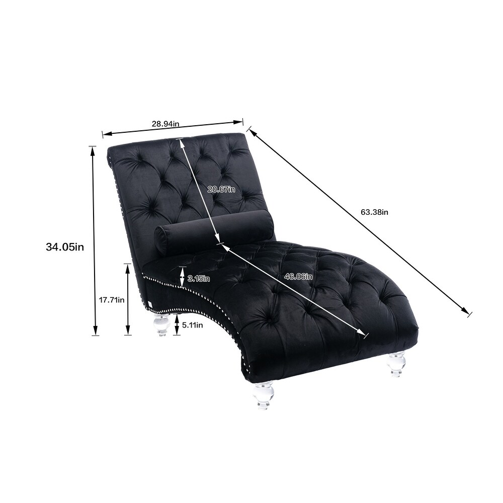 Acrylic Foot Tufted Lounge Chair Chesterfield Lounge Button Tufted Chaise