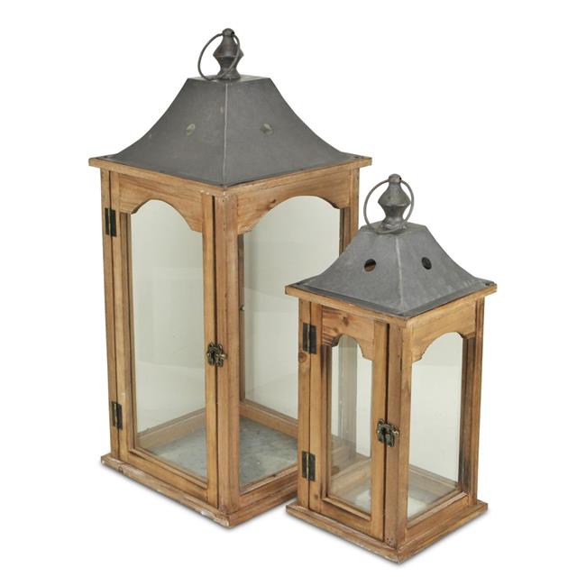 Cheungs FP-4476-2 Clear Rustic Handmade Lantern - Set of 2