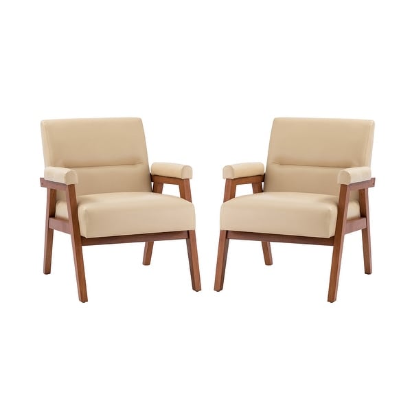 Philipp Modern Leather Armchair with Tufted Design Set Of 2 by HULALA HOME