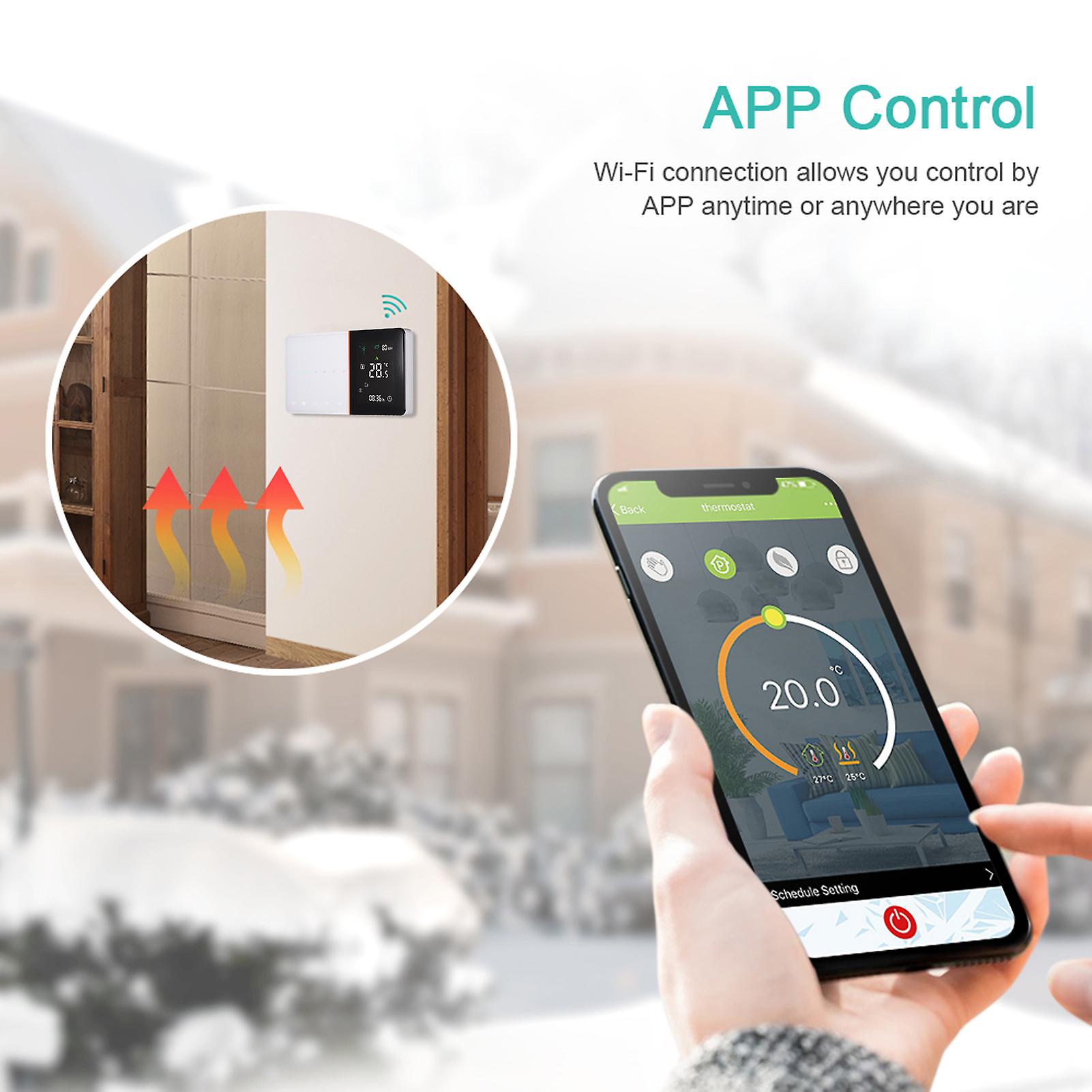 Wi-fi 95-240v Wi-fi Smart Thermostat Programmable Thermostat 5+1+1 Six Periods Voice App Control Backlight Lcd Electric Heating Temperature Controller