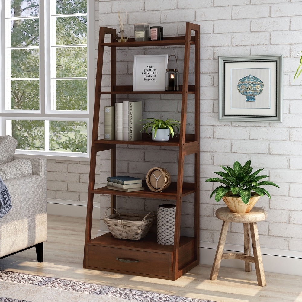 Stryi Contemporary 5 Tier Ladder Open Back Bookshelf by Copper Grove