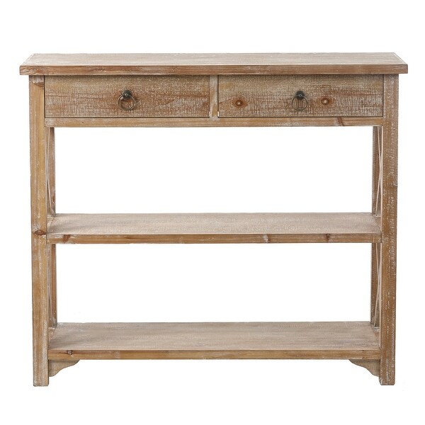 Natural Wood Storage Console Table with 2-Drawer and 2-Shelf - 34.06