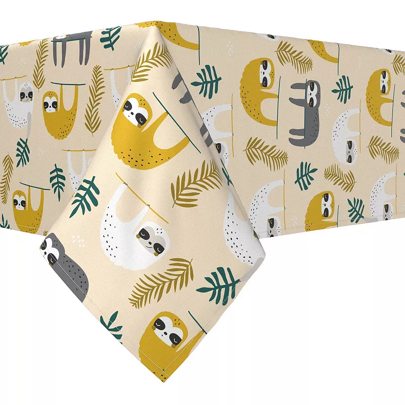 Rectangular Tablecloth， 100% Cotton， 60x120， Sloths Hanging Around