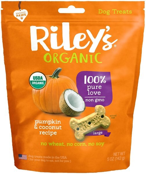 Riley's Organic Pumpkin and Coconut Large Bone Dog Treats， 5-oz