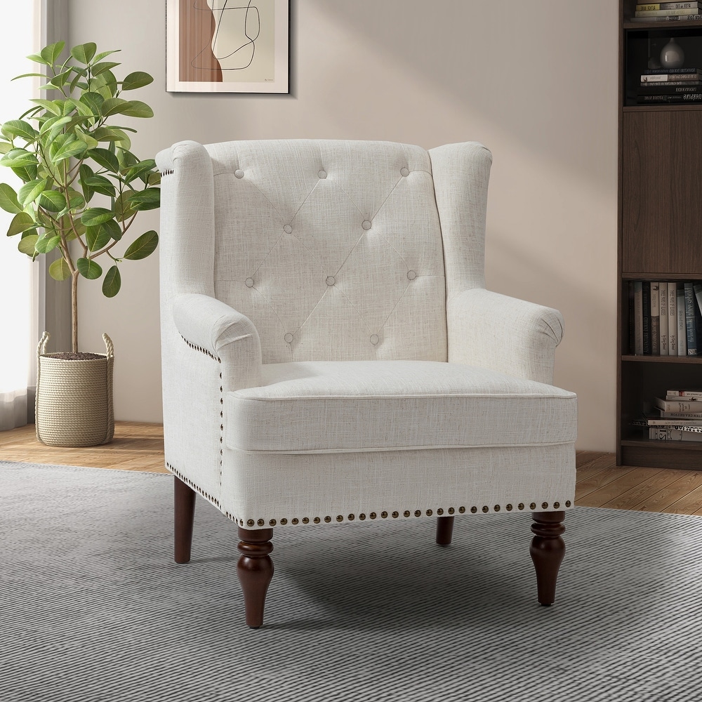 Maitê Transitional Armchair with Solid Wood Legs by HULALA HOME