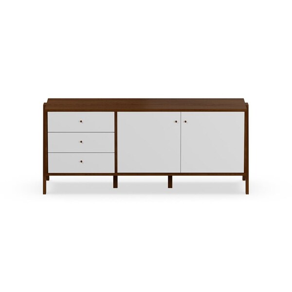 White and Walnut Wood Sideboard Storage Cabinet - White and Walnut