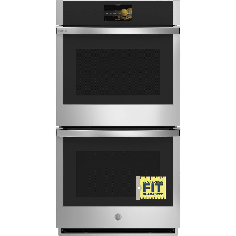 GE Profile Profile 27 in. Smart Double Electric Wall Oven with Convection (Upper Oven) Self-Cleaning in Stainless Steel PKD7000SNSS