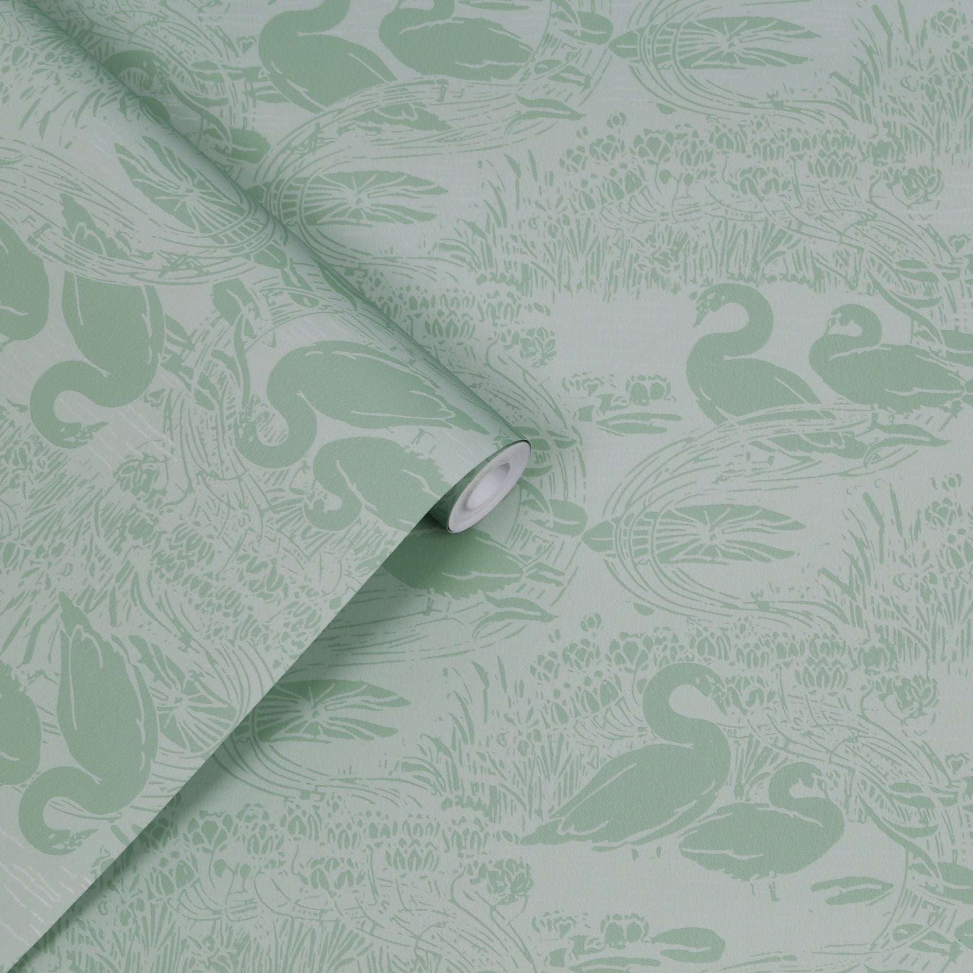 Laura Ashley Swans Jade Green Wallpaper