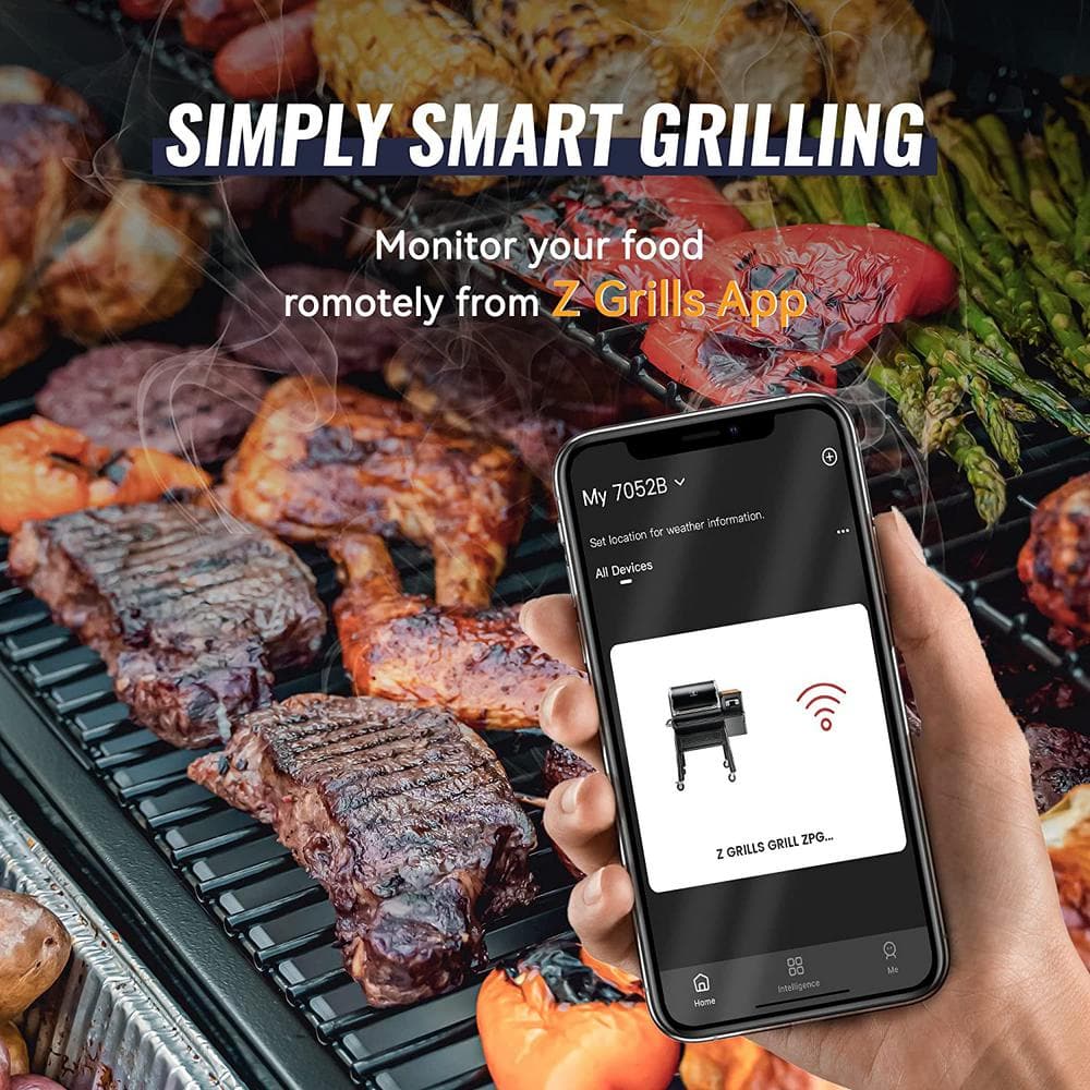 Z GRILLS 709 sq. in. ZPG-7052B Wi-Fi Pellet Grill and Smoker in Black ZPG-7052B