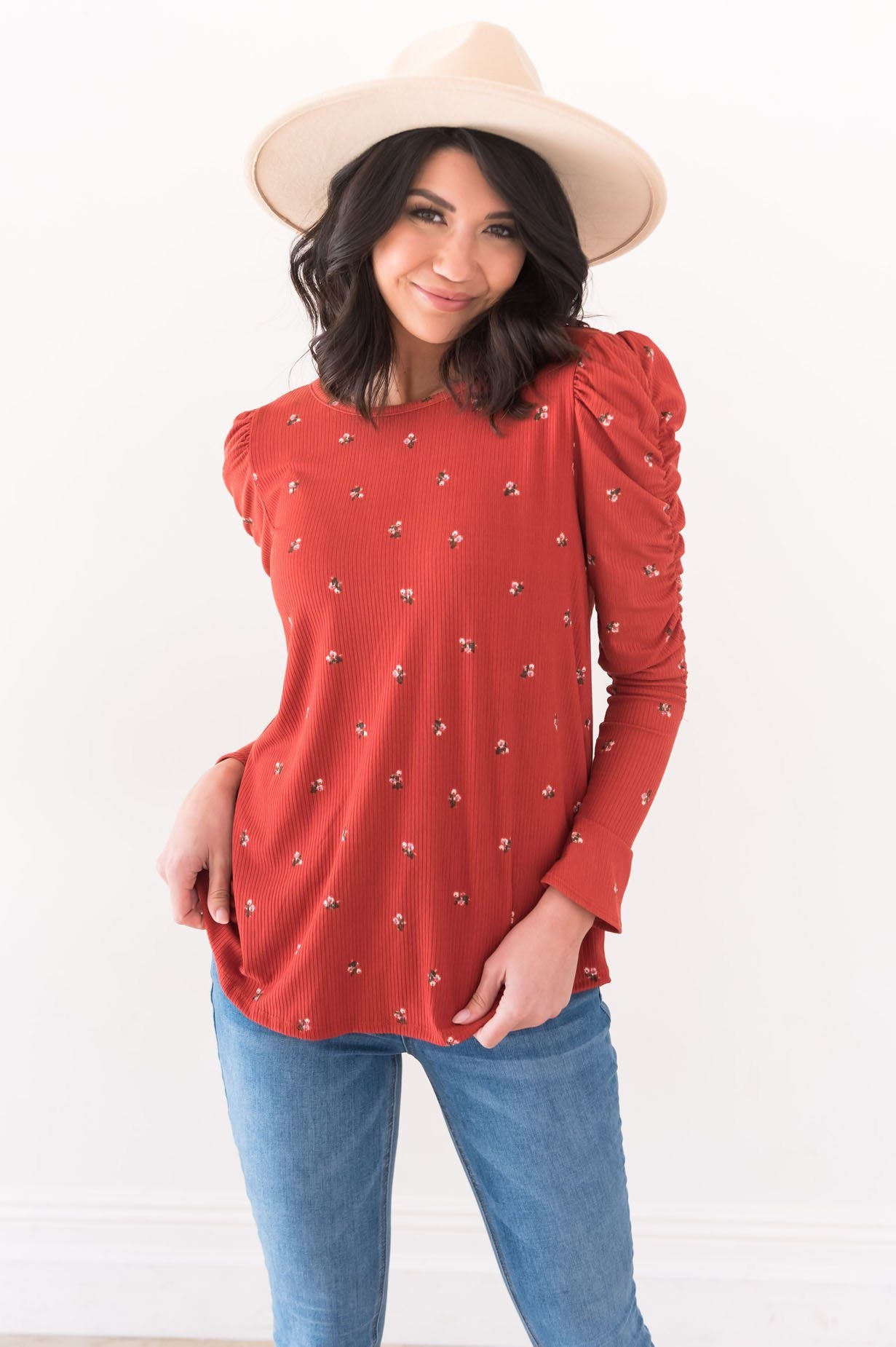 Winter Blooms Modest Blouse