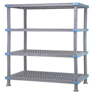 QUANTUM STORAGE SYSTEMS Millenia Gray 4-Tier Rust Proof Plastic Polymer Vented Industrial Shelving Unit (24 in. W x 50 in. H x 72 in. D) QP247250VS-4