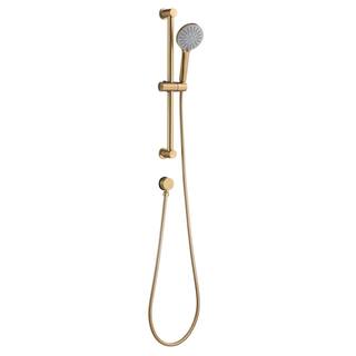 Ultra Faucets Kree 5-Spray Round High Pressure Multifunction Wall Bar Shower Kit with Hand Shower in Brushed Gold UF78308-7R