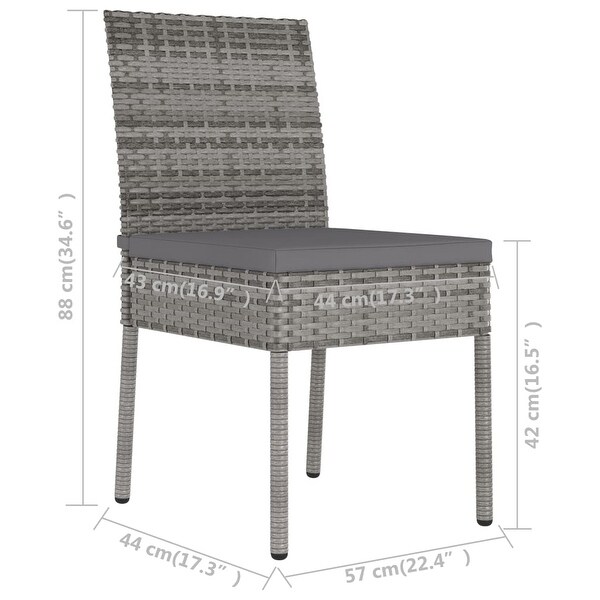 3 Piece Garden Dining Set Poly Rattan Gray - Overstock - 35106294