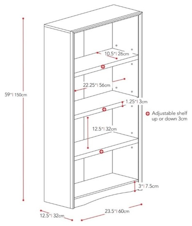 Atlin Designs 59 quotTall 4 Shelf Bookcase in Black Faux Woodgrain   Transitional   Bookcases   by Homesquare  Houzz