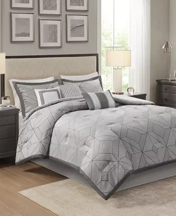 Madison Park Cannon Geometric 7 Piece Jacquard Comforter Set， King