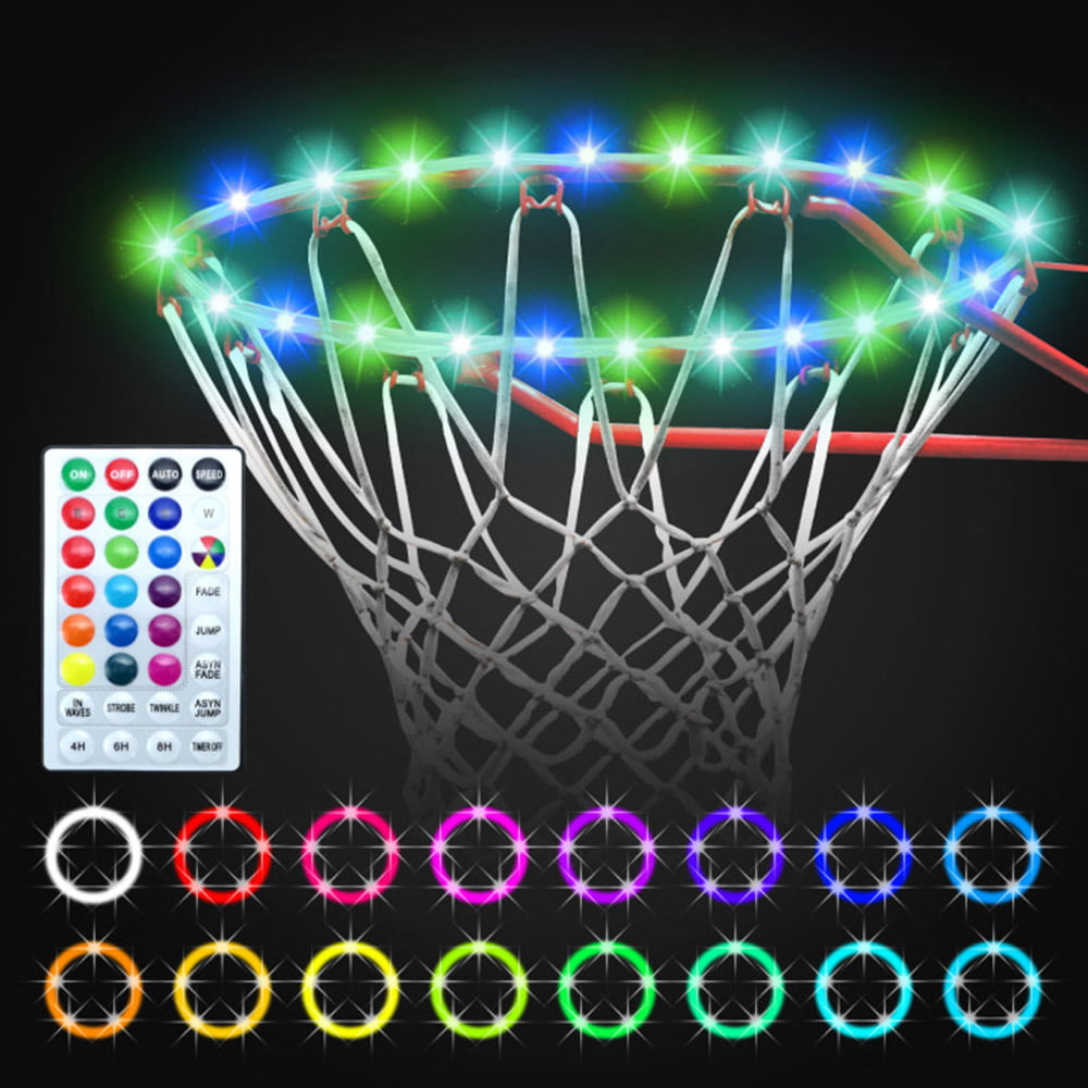 Qnbes LED Basketball Hoop Light， Remote Control Light Up Basketball Rim Light Waterproof Basketball Hoop 17 Color Gift for Kids Adults