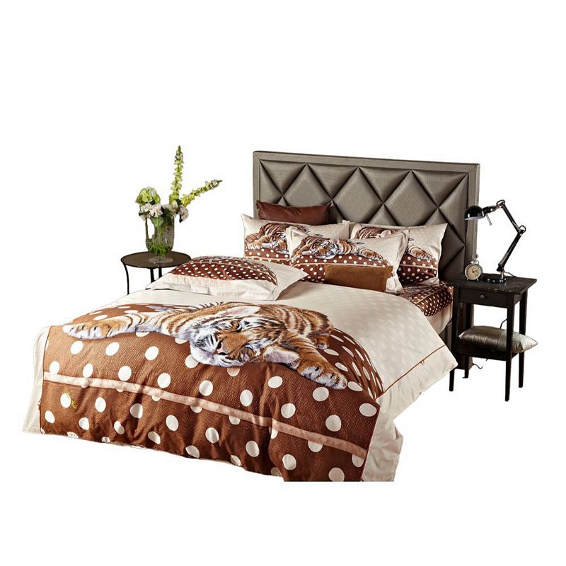 Dolce Mela Twin Size Duvet Cover Sheets Set， Sleepy Tiger