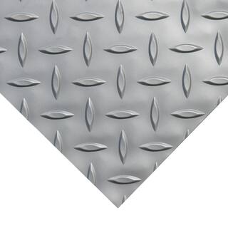 Rubber-Cal Diamond-Plate Metallic 4 ft. x 8 ft. Silver PVC Flooring (32 sq. ft.) 03-W266-S-08