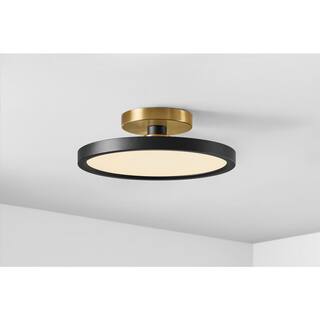 Hampton Bay Morrilton 13 in. 20-Watt Matte Black and Gold Integrated LED Semi-Flush Mount HD6108B