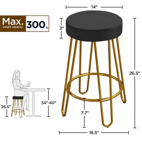 Yaheetech 2PCS Upholstered Counter Stools with Round Backless Seat