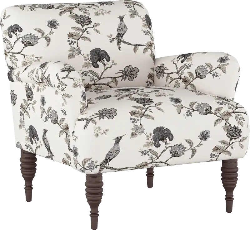 Cherrie Cream and Gray Floral Accent Chair - Skyline Furniture