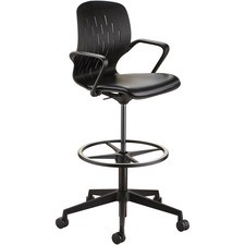 Safco Shell Extended-Height Chair - Black Vinyl Plastic Seat - Black Plastic Back - 5-star Base - SAF7014BL