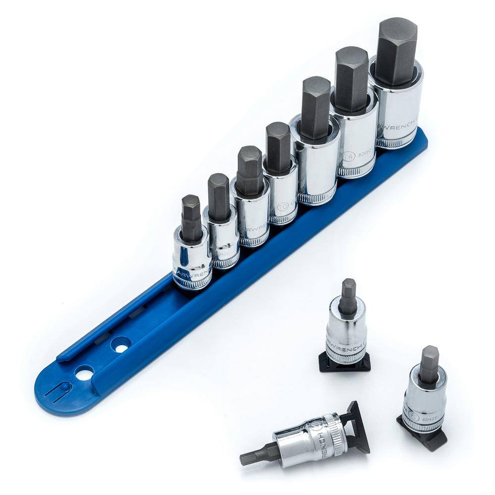 GEARWRENCH 38 in. and 12 in. Drive Hex Bit Metric Socket Set (10-Piece) 80578