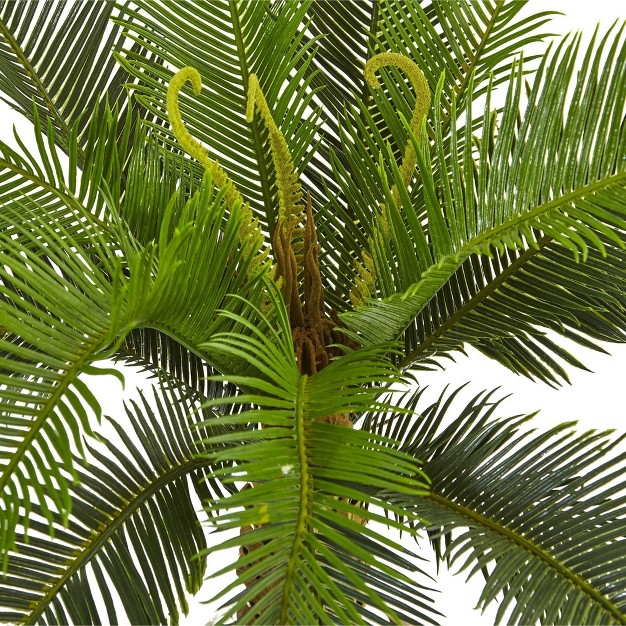 Nearly Natural 3-ft Cycas Tree In White Tower Planter