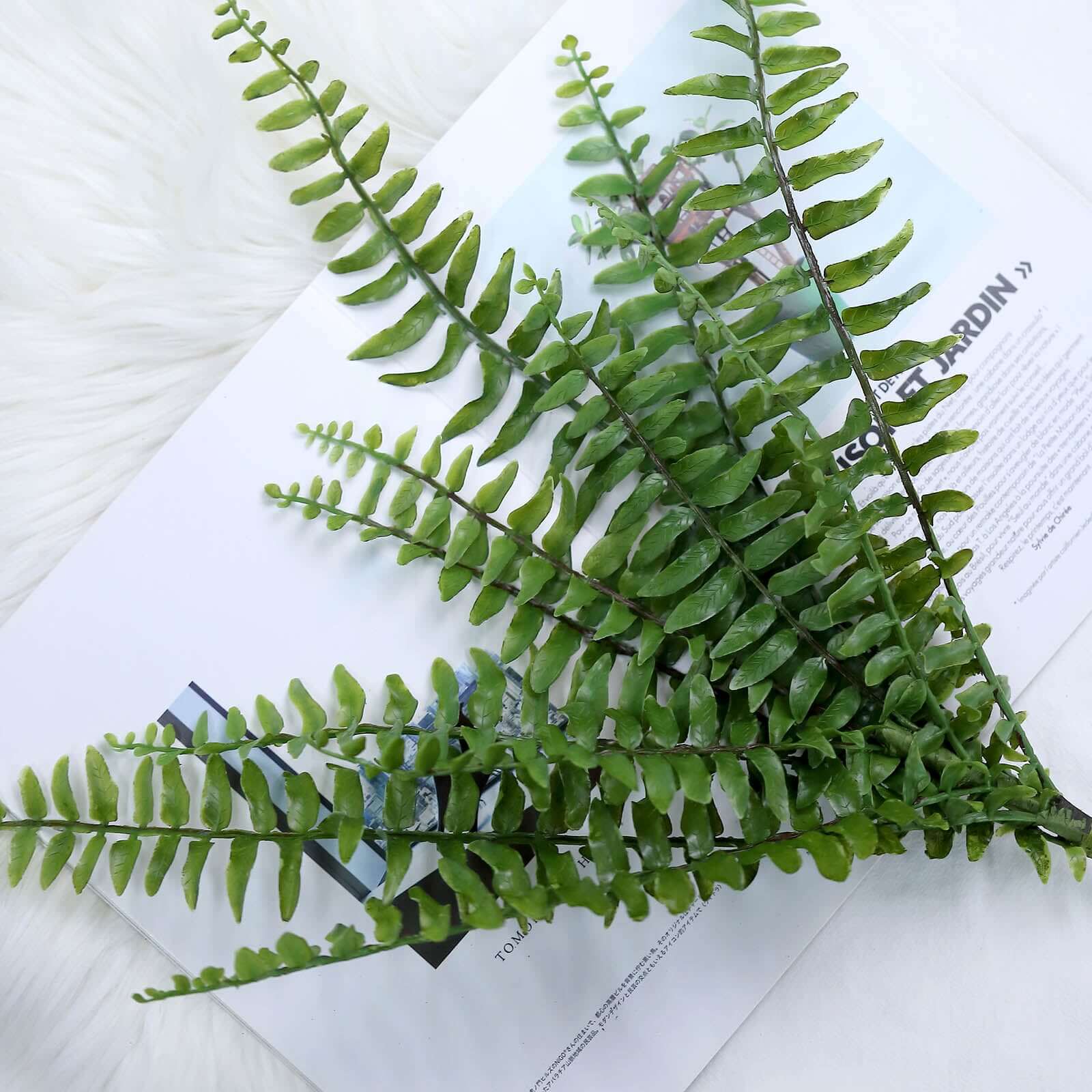 Artificial Boston Fern Green Leaf Plant, Premium Real Touch Indoor Spray 20