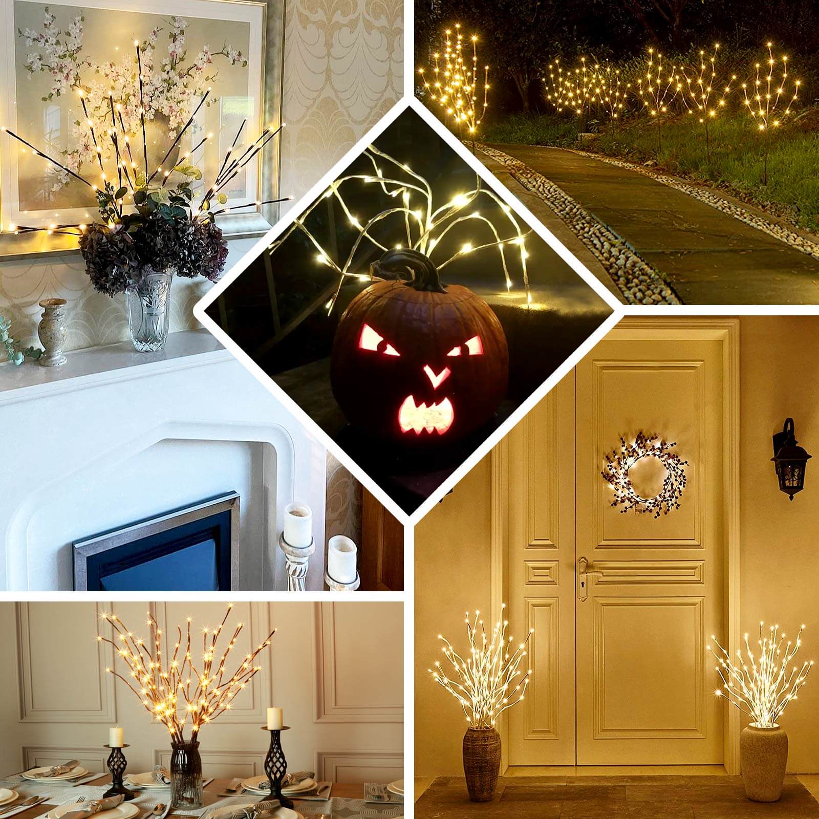 3 Pack Warm White LED Artificial Brown Tree Twig Lights, Lighted Branches With 60 Bright LED Bulbs 31