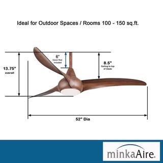 MINKA-AIRE Light Wave 52 in. Integrated LED Indoor Distressed Koa Ceiling Fan with Light with Remote Control F844-DK