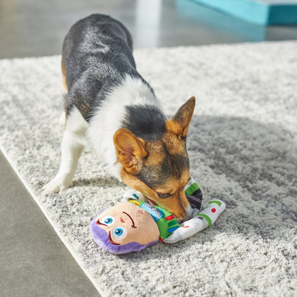 Pixar Buzz Lightyear Bungee Plush Squeaky Dog Toy