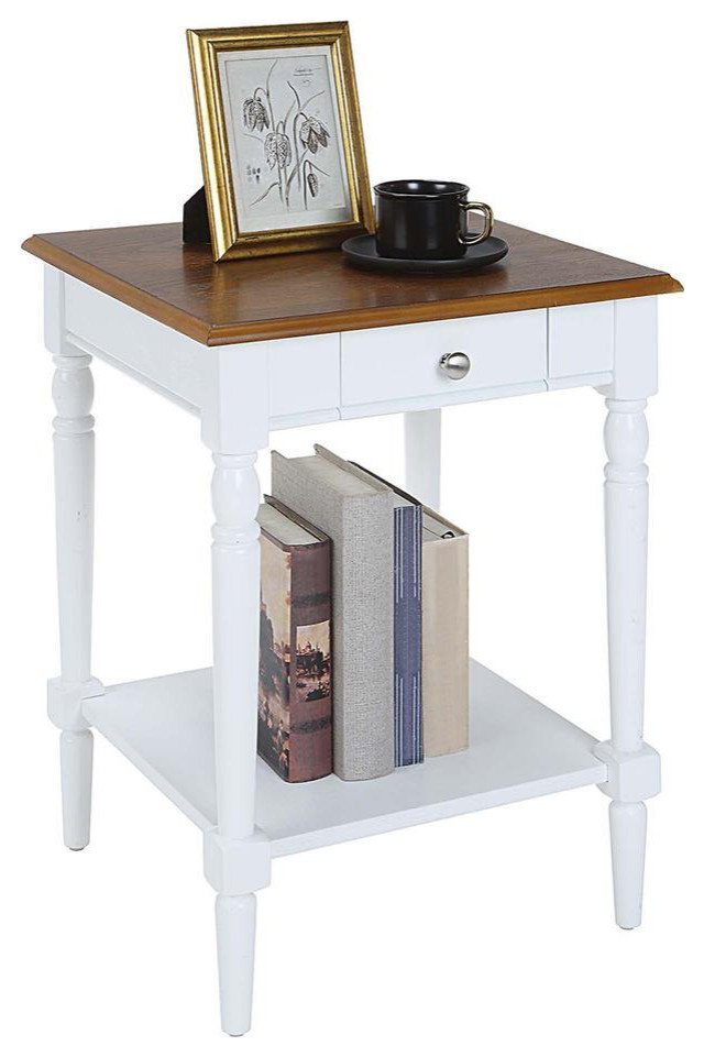 French Country 1 Drawer End Table with Shelf  Dark Walnut/White Finish   Contemporary   Coffee Tables   by BisonOffice  Houzz