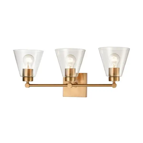 East Point 3-Light Vanity Light in Satin Brass with Clear Glass