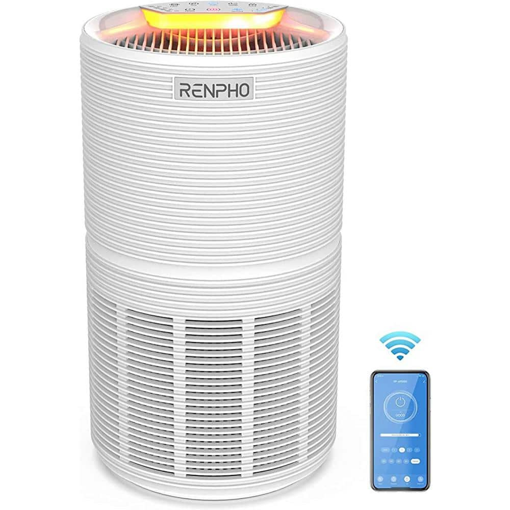 RENPHO Air Purifier Air Cleaner for Home Large Room 960 sqft HEPA Filter in Black WiFi and Alexa Control through APP White