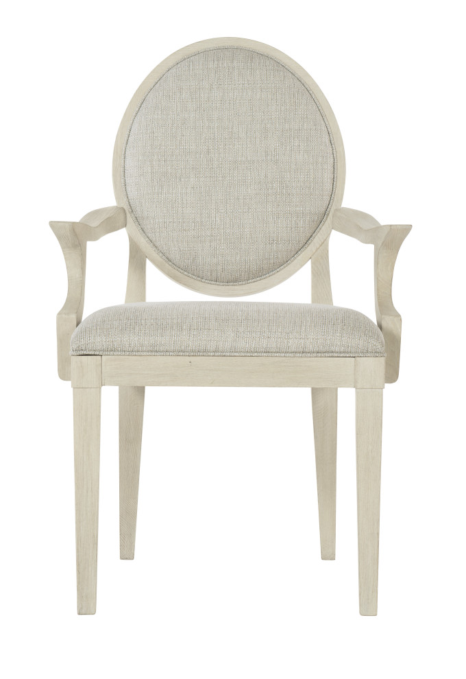 Bernhardt East Hampton Oval Back Arm Chair  Cerused Linen   Transitional   Dining Chairs   by HedgeApple  Houzz