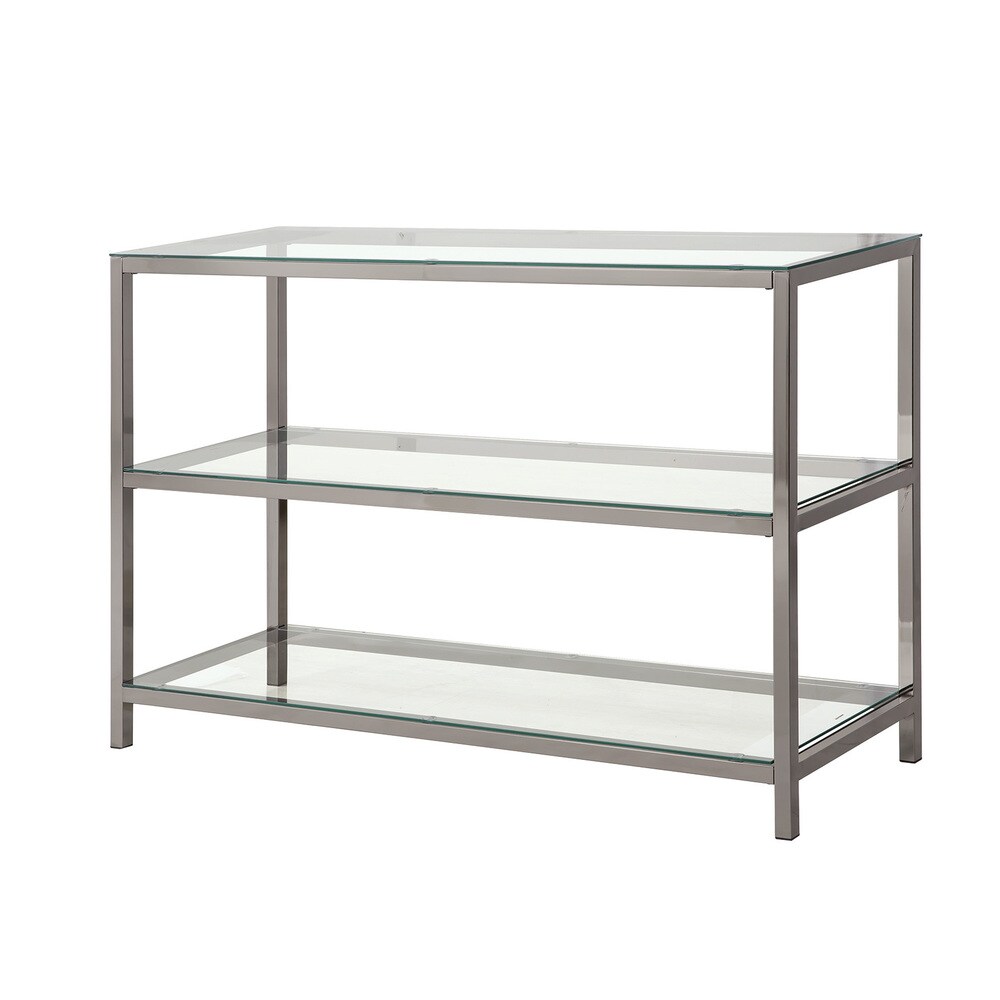 Coaster Furniture Trini Black Nickel Sofa Table with Glass Shelf