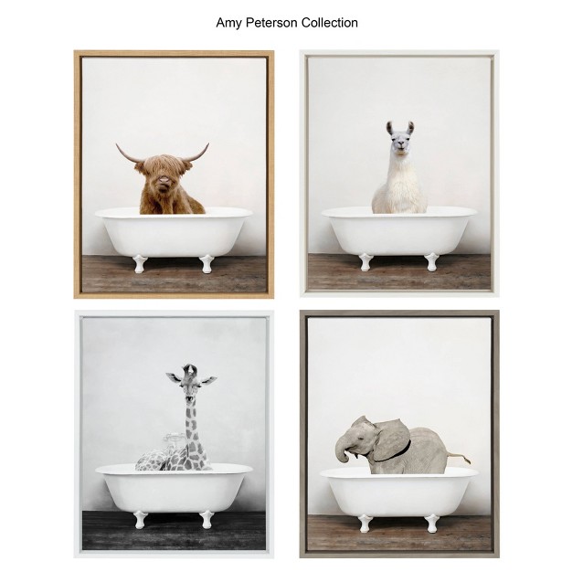 X 24 quot Sylvie Giraffe 2 In The Tub Framed Canvas Wall Art By Amy Peterson White Kate And Laurel