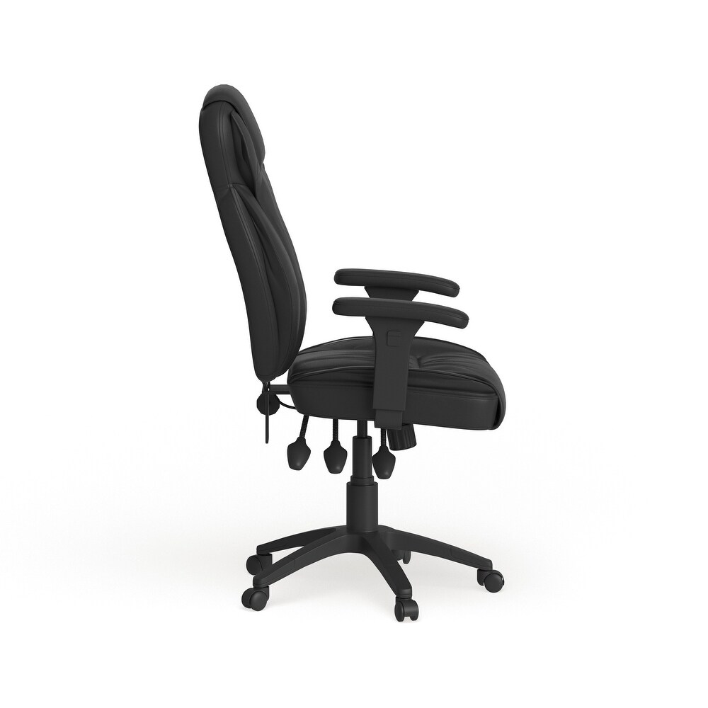 High Back LeatherSoft Multifunction Executive Chair w/Lumbar Support Knob