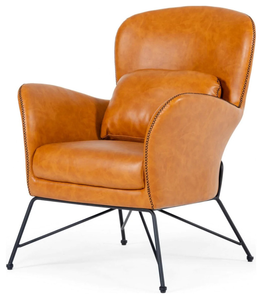 Livie Modern Brown Eco  Leather Accent Chair   Midcentury   Armchairs And Accent Chairs   by V.S.D Furniture  Houzz