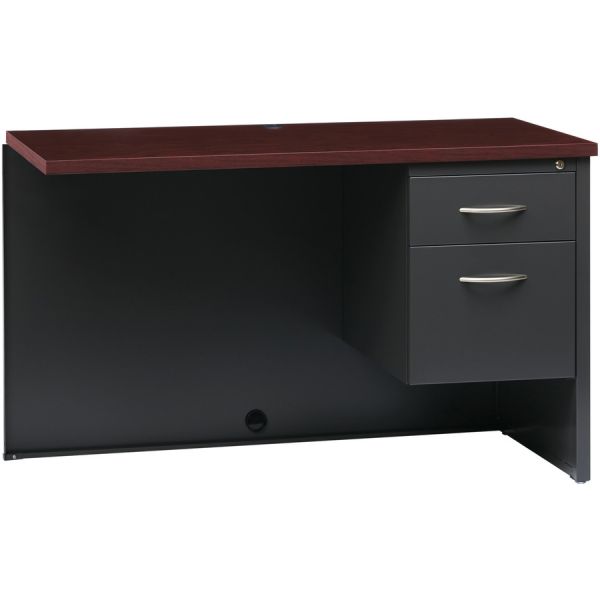 Lorell Mahogany Laminate/Charcoal Modular Desk Series Pedestal Desk - 2-Drawer