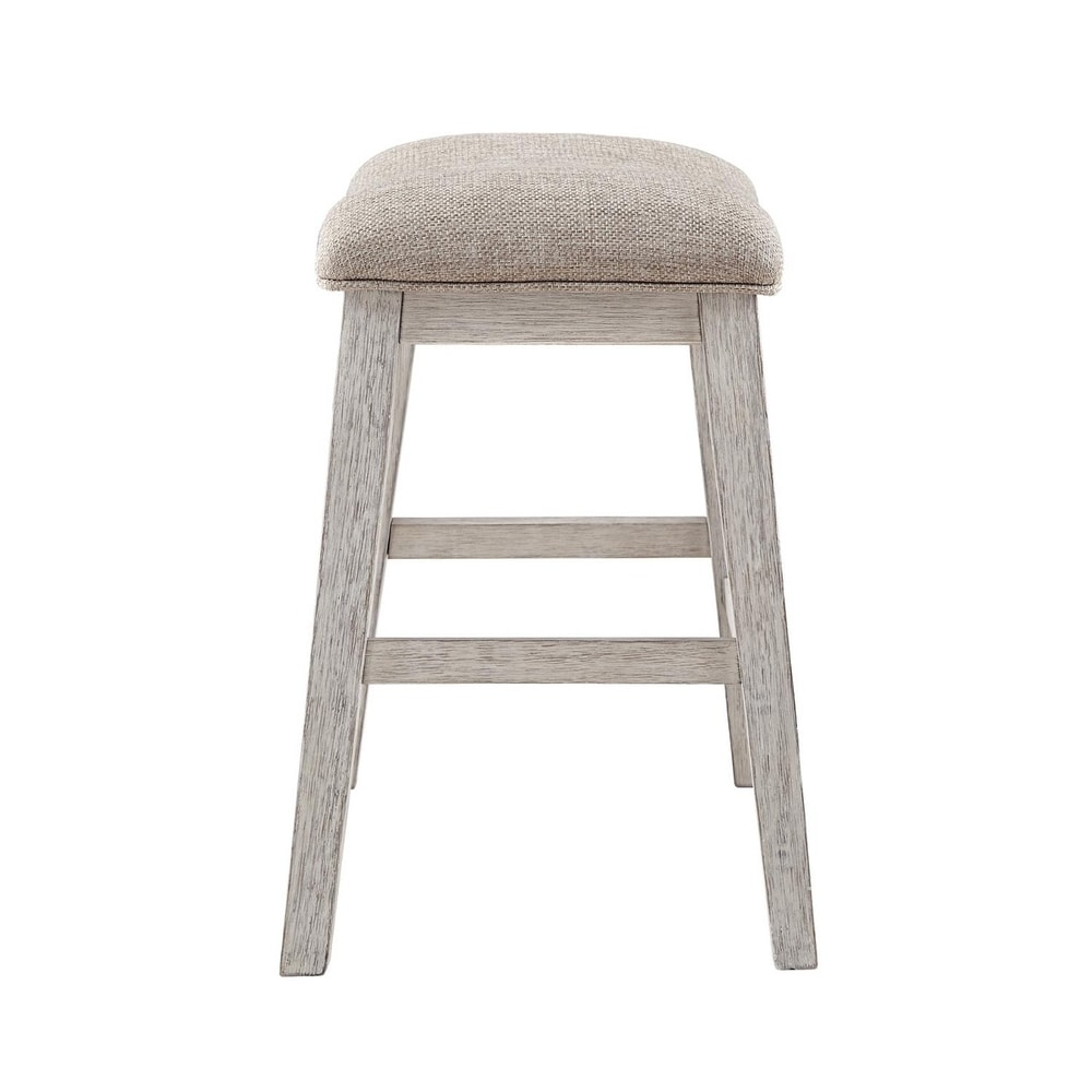 Signature Design by Ashley Mill Hill Grey and White Upholstered Counter Stool (Set of 2)   N/A