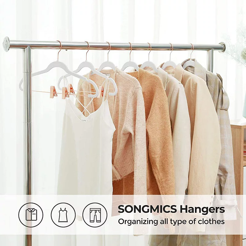 24-pack Velvet Pants Hangers， 16.7-inch Long Coat Hangers With Rose Gold Colored Movable Clips