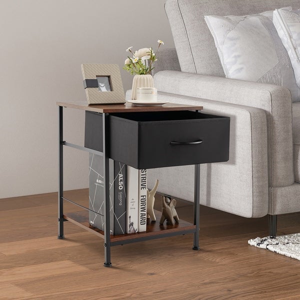 Costway 2-tier Nightstand Bedside End Sofa Table with Drawer for - 16'' x 16'' x 21'' (L x W x H)