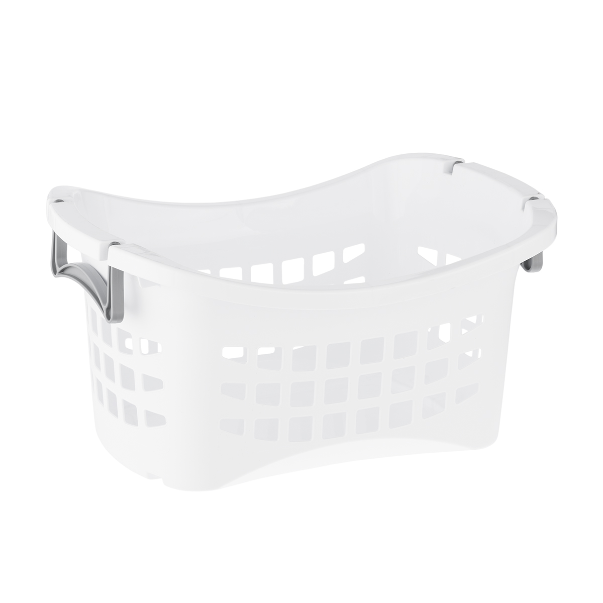 White Stackable Laundry Basket with Grey Handles