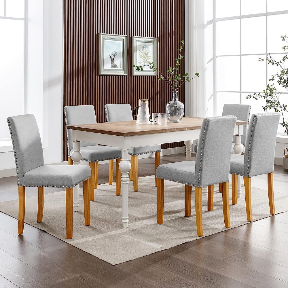 Mixoy Dining Chair Upholstered Dining Chairs with Nailed Trim Backrest Suitable for Dining Table  Kitchen Chair for Home