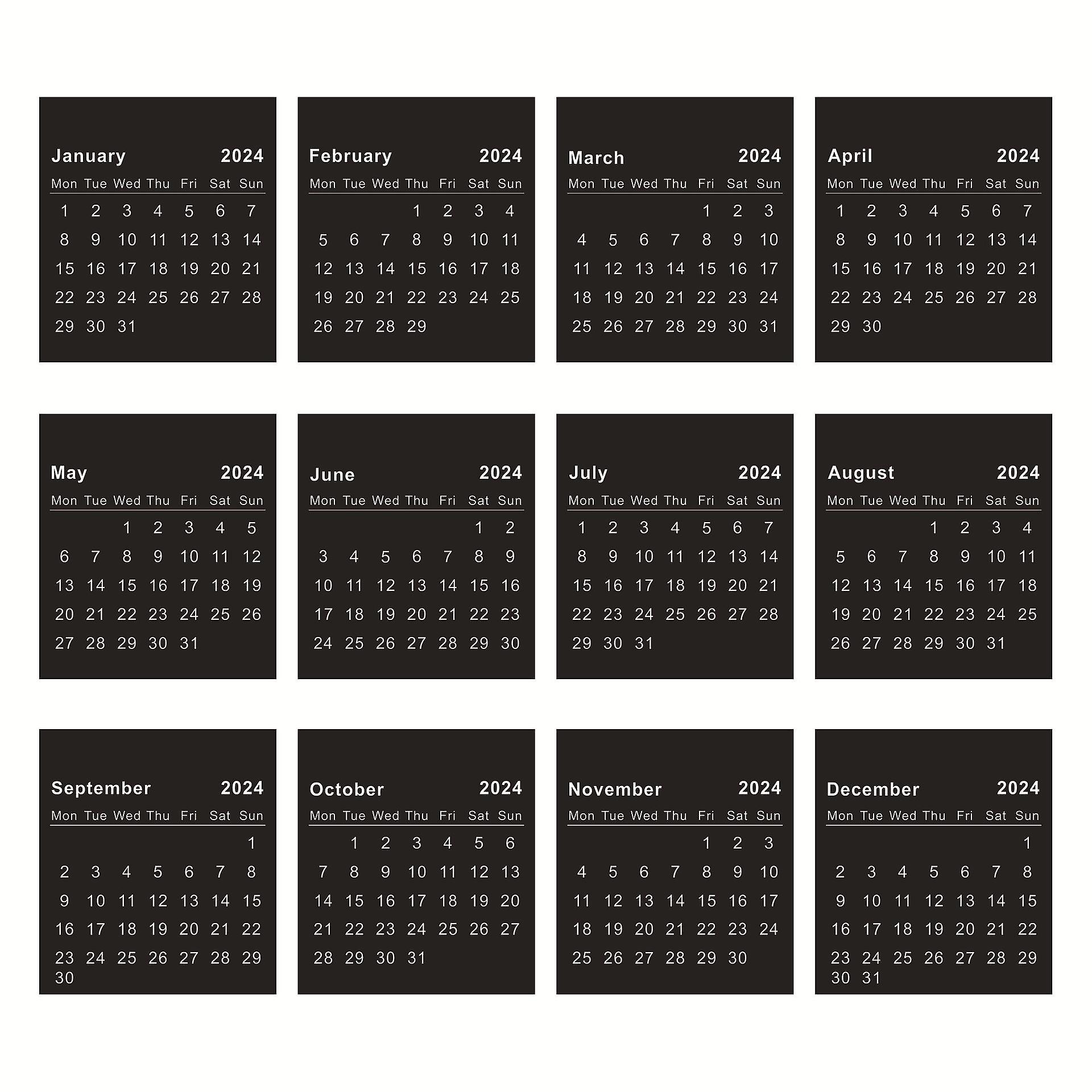 In 2024， Simple And Creative English Mini Desk Calendar Office Desktop Ornaments Portable Calendar-black